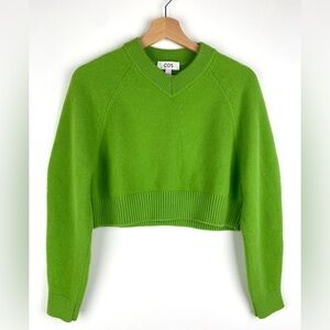 COS Cropped Wool V-Neck Sweater Green